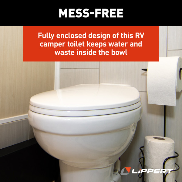 LIPPERT Flow Max RV Toilet -Elongated Ceramic Bowl