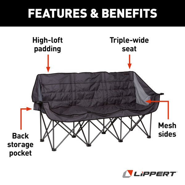 Lippert Campfire Folding Couch - Dark Grey