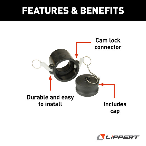 Lippert Waste Master Replacement Cam Lock Connector for RV Sewer Hose #360578