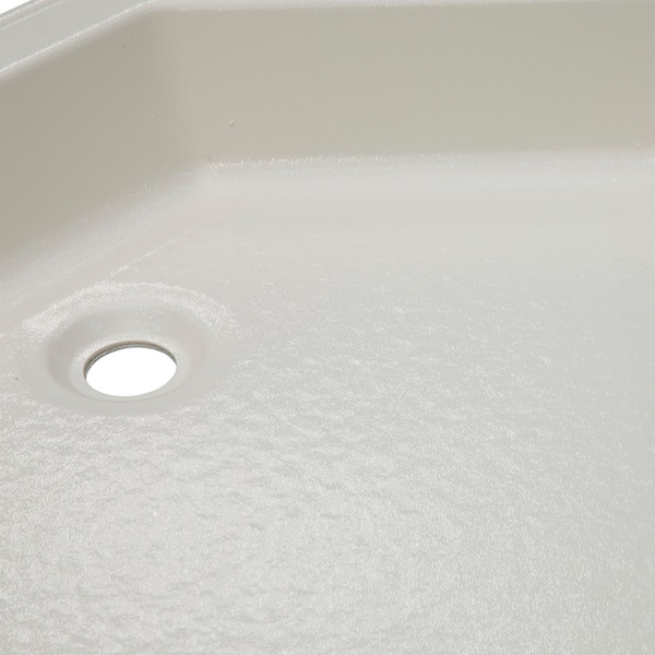 Lippert Corner RV Shower Pan with Center Drain - 27" x 27" Parchment #298087