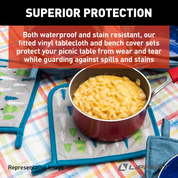 Lippert Vinyl Tablecloth with Bench Covers - Lemon Toss #2022107834