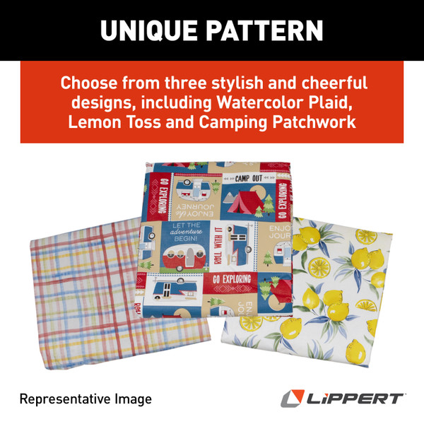 Lippert Vinyl Tablecloth with Bench Covers - Lemon Toss #2022107834