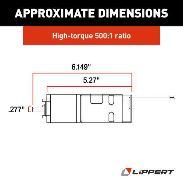 Lippert Replacement In-Wall Slide-Out High-Torque 500:1 Motor #287298