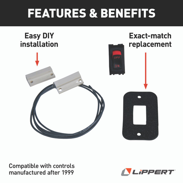 LIPPERT Kwikee Rectangular Magnetic Switch and Power Switch Kit - White