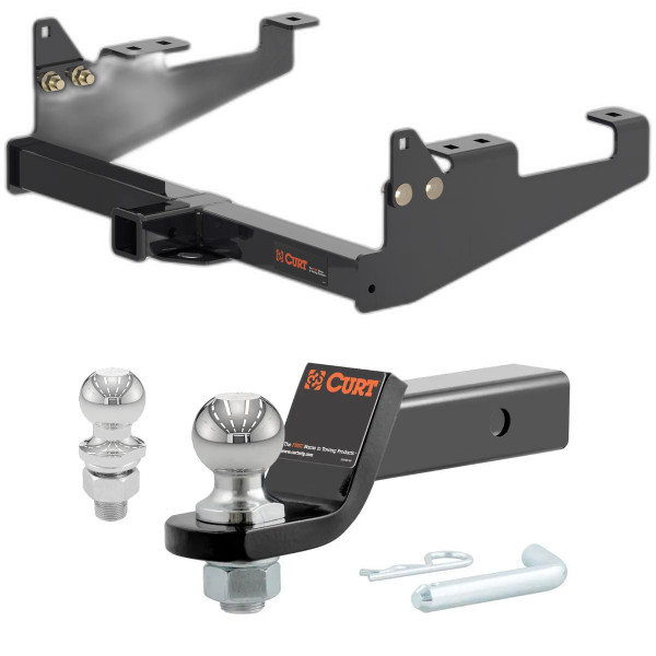 2020-2025 Ford F-350 Super Duty Cab & Chassis with 34 In. Frame CURT Class 4 Trailer Hitch, 2" Receiver + 2" Ball + 1-7/8" Ball Kit - CURT