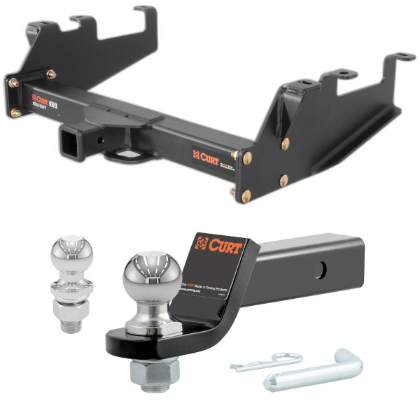 1988-1999 GMC C1500 Excluding dual exhaust or 10 in. step bumper Xtra Duty CURT Class 5 Hitch, 2" Receiver + 2" Ball + 1-7/8" Ball Kit - CURT
