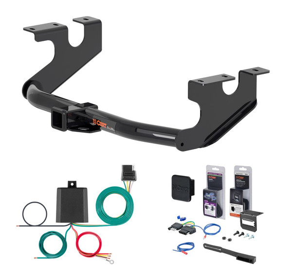 2018 - 2026 Alfa Romeo Stelvio Excluding Quadrifoglio Curt 2" Class 3 Trailer Tow Hitch + 5-Flat Wiring Kit Tow Boat/Utility Trailer with Surge Brakes 13391 - CURT