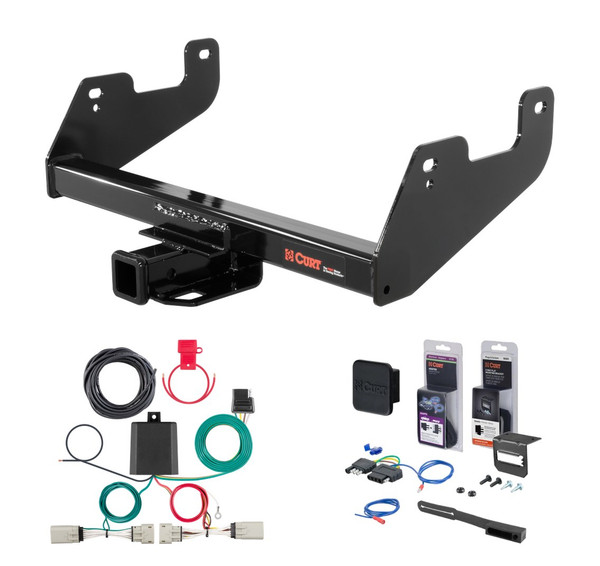 2021 - 2023 Ford F-150 w/ Backup Sensors & Excluding factory receiver or Police Responder Curt 2" Class 4 Trailer Tow Hitch + 4-way Wiring Kit Tow Boat/Utility Trailer with Surge Brakes 14017 - CURT