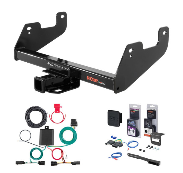 2021 - 2023 Ford F-150 w/ LED Tailights Excluding factory receiver or Police Responder Curt 2" Class 4 Trailer Tow Hitch + 4-way Wiring Kit Tow Boat/Utility Trailer with Surge Brakes 14017 - CURT