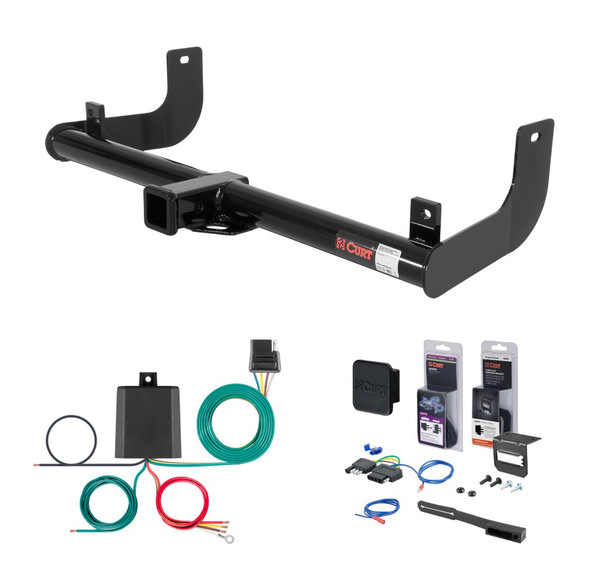 2009 Ford F-150 Excluding factory receiver Curt 2" Class 3 Trailer Tow Hitch + 5-Flat Wiring Kit Tow Boat/Utility Trailer with Surge Brakes 13371 - CURT