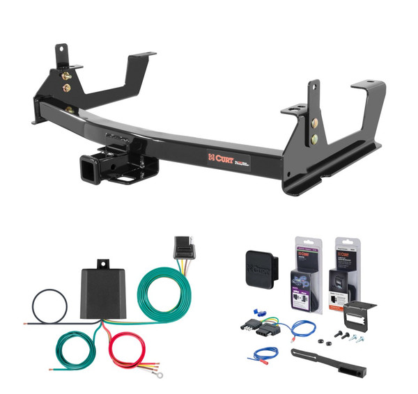 2015 - 2019 GMC Sierra 2500 HD 8' bed, excluding factory receiver, Tommy Gate lift or cab & chassis Curt 2" Class 3 Trailer Tow Hitch + 5-Flat Wiring Kit Tow Boat/Utility Trailer with Surge Brakes 13187 - CURT