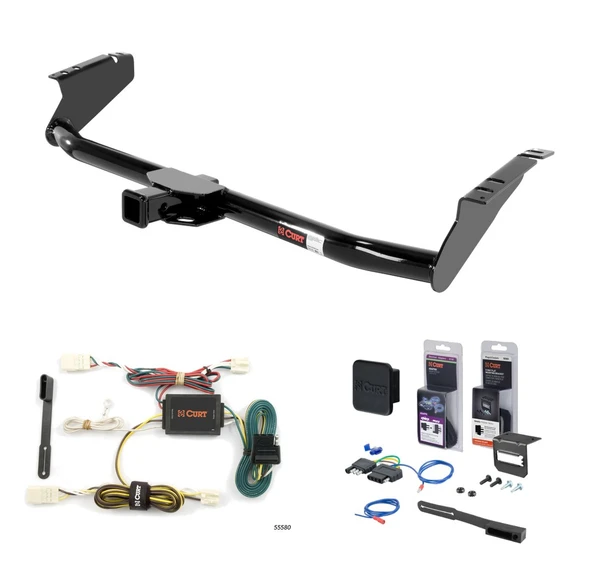 2004 - 2010 Toyota Sienna Curt 2" Class 3 Trailer Tow Hitch + 5-Flat Wiring Kit Tow Boat/Utility Trailer with Surge Brakes 13105 - CURT