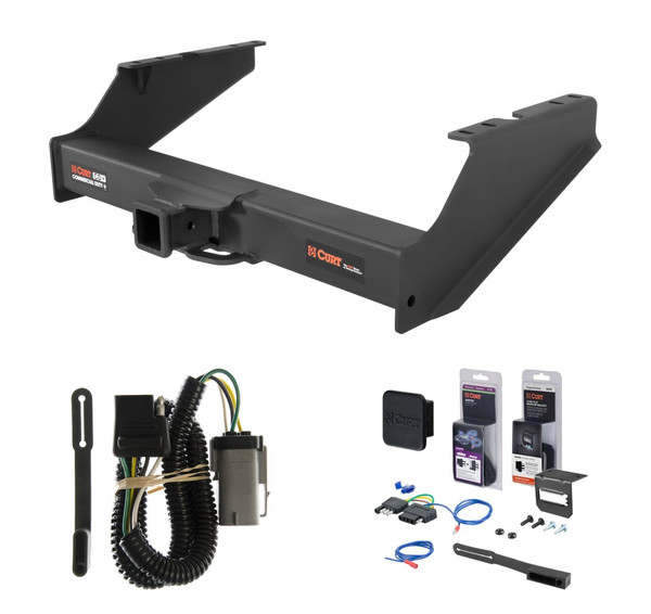 2002 - 2004 Ford F-250 Super Duty Curt 2-1/2" Class 5 Trailer Tow Hitch + 5-Flat Wiring Kit Tow Boat/Utility Trailer with Surge Brakes 15810 - CURT
