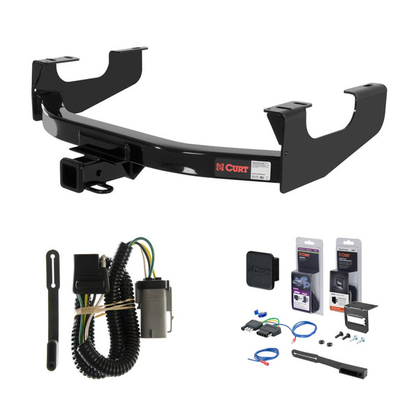 2002 - 2004 Ford F-350 Super Duty Excluding cab & chassis Curt 2" Class 3 Trailer Tow Hitch + 5-Flat Wiring Kit Tow Boat/Utility Trailer with Surge Brakes 13355 - CURT