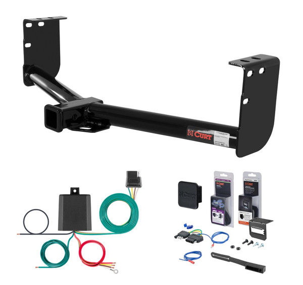2007 - 2021 Toyota Tundra Excluding factory receiver Curt 2" Class 3 Trailer Tow Hitch + 5-Flat Wiring Kit Tow Boat/Utility Trailer with Surge Brakes 13198 - CURT