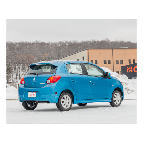 2014 - 2024 Mitsubishi Mirage Hatchback Curt 1-1/4" Class 1 Trailer Tow Hitch + 5-Flat Wiring Kit Tow Boat/Utility Trailer with Surge Brakes 11394