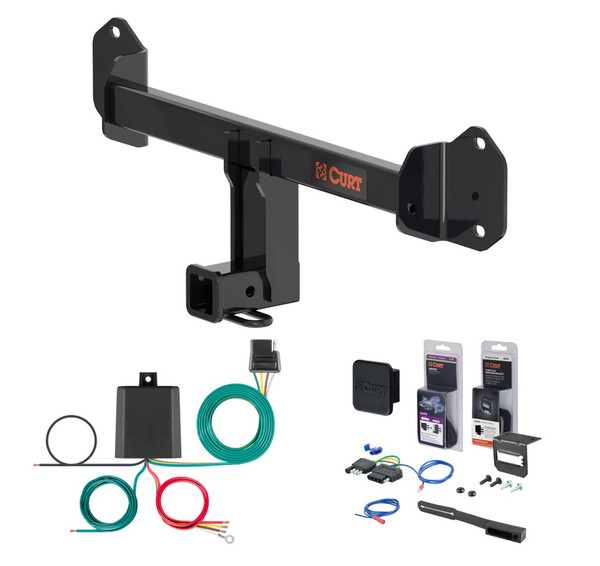 2019 - 2025 BMW X4 Curt 2" Class 3 Trailer Tow Hitch + 5-Flat Wiring Kit Tow Boat/Utility Trailer with Surge Brakes 13578 - CURT