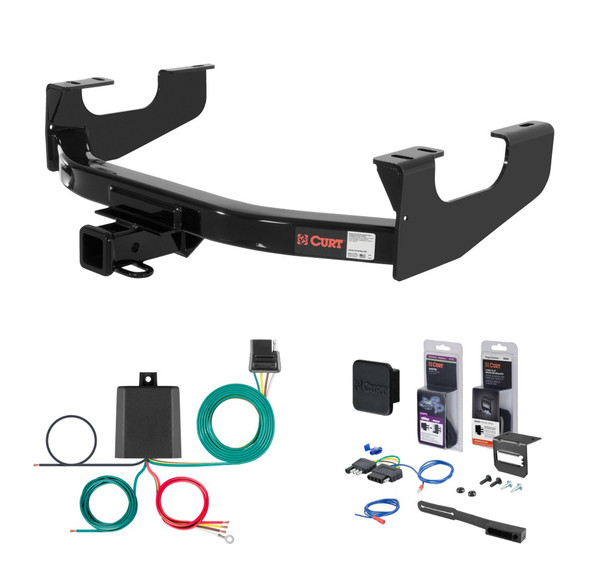 2008 - 2016 Ford F-450 Super Duty Excluding cab & chassis Curt 2" Class 4 Trailer Tow Hitch + 5-Flat Wiring Kit Tow Boat/Utility Trailer with Surge Brakes 14355 - CURT