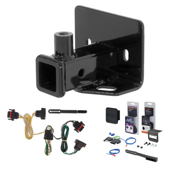 2005 - 2010 Dodge Dakota Curt 2" Class 3 Trailer Tow Hitch + 5-Flat Wiring Kit Tow Boat/Utility Trailer with Surge Brakes 13229 - CURT