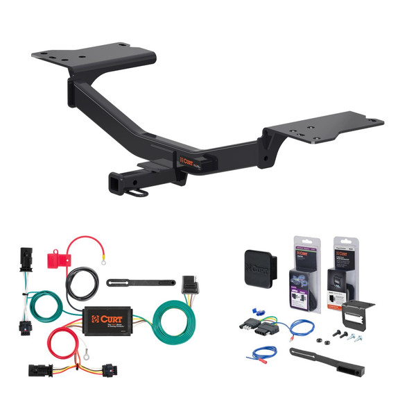 2017 - 2019 Chevrolet Cruze Hatchback, excluding diesel Curt 1-1/4" Class 1 Trailer Tow Hitch + 5-Flat Wiring Kit Tow Boat/Utility Trailer with Surge Brakes 11458 - CURT