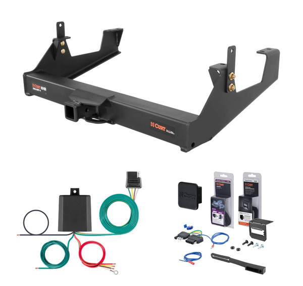 2011 - 2019 Chevrolet Silverado 2500 HD 6' bed, excluding factory receiver, Tommy Gate lift or cab & chassis Curt 2" Class 5 Trailer Tow Hitch + 5-Flat Wiring Kit Tow Boat/Utility Trailer with Surge Brakes 15460 - CURT