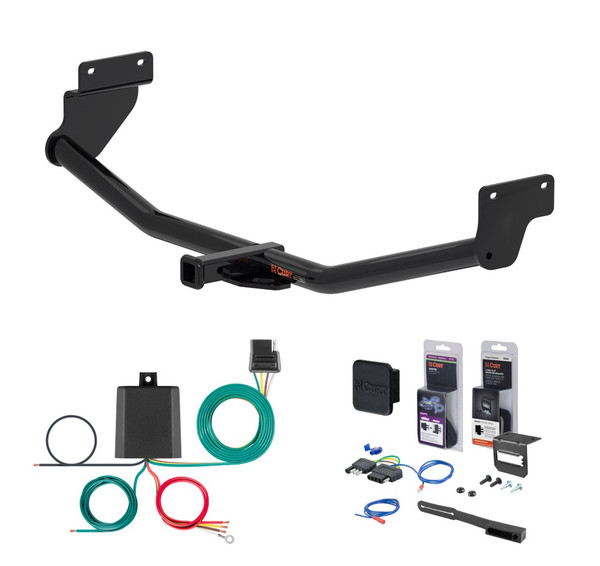 2018 - 2020 Hyundai Elantra GT Base, single exhaust only Curt 1-1/4" Class 1 Trailer Tow Hitch + 5-Flat Wiring Kit Tow Boat/Utility Trailer with Surge Brakes 11509 - CURT