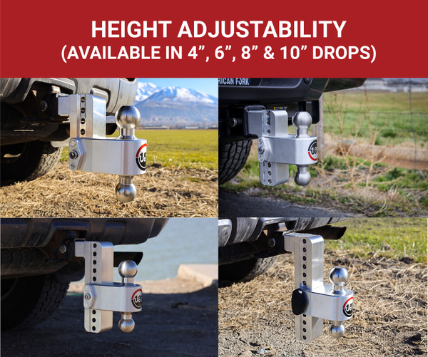 Weigh Safe 180 Hitch - Drop Hitch w/SS Combo Ball -  6" Drop for 2" Shank w/Hitch Pin LTB6-2-KA