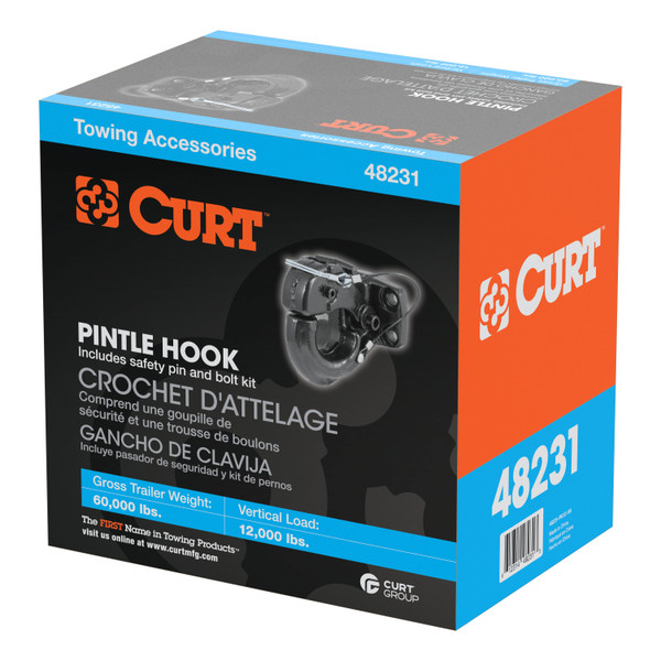 CURT Pintle Hook (60,000 lbs., 2-1/2" or 3" Lunette Rings) Trailer Hitch Pintle Hook Mount