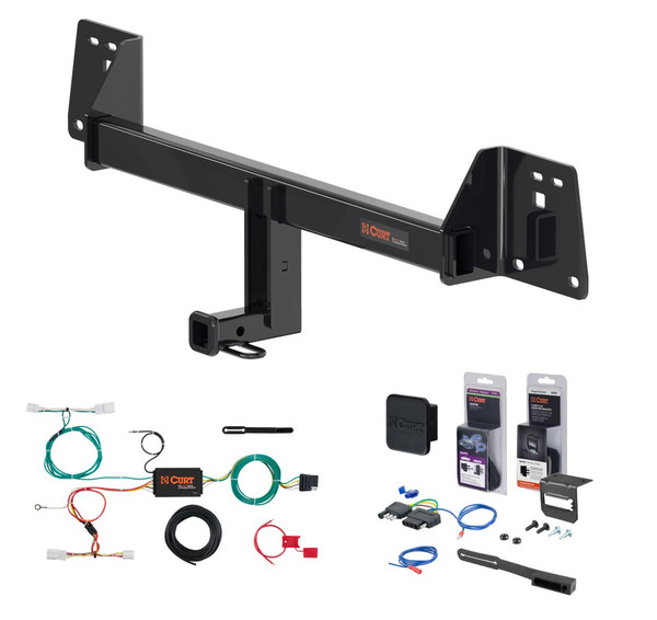 2019 - 2023 Toyota Corolla Hatchback Curt 1-1/4" Class 1 Trailer Tow Hitch + 5-Flat Wiring Kit Tow Boat/Utility Trailer with Surge Brakes 11567 - CURT