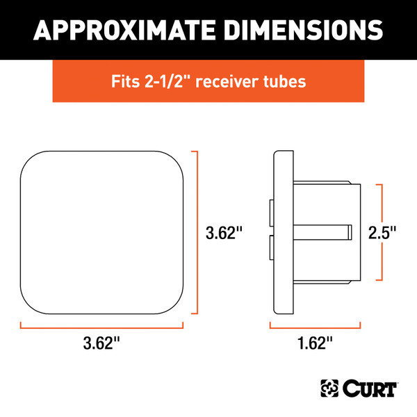 CURT 2-1/2" Rubber Hitch Tube Cover (Packaged) Trailer Hitch Cover