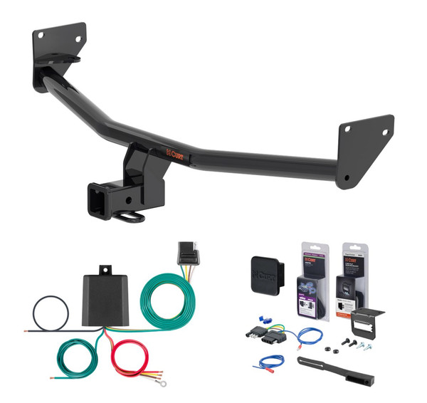 2024 - 2025 Hyundai Kona Electric Curt 2" Class 3 Trailer Tow Hitch + 5-Flat Wiring Kit Tow Boat/Utility Trailer with Surge Brakes 13608 - CURT
