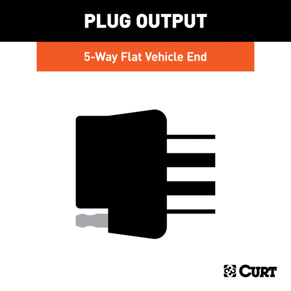 CURT Custom Wiring, 5-Way Flat Output, Select Toyota Tacoma, Hilux, T-100 Pickup Trailer Connector Kit