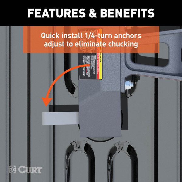 CURT Puck 5th Wheel Legs, Select Silverado, Sierra HD, 8' Bed, 30K, Teridium Grey Fifth Wheel Trailer Hitch Mount Leg