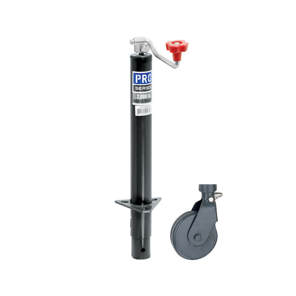 Pro Series Round 2,000 lbs. A-Frame Trailer Jack Topwind 15" Lift w/ 6" Steel Caster Wheel - Pro Series