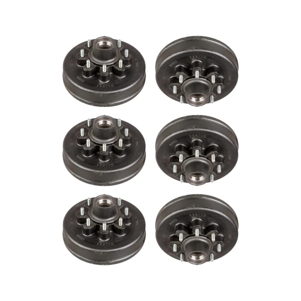 Lippert (6-Pack) 7K lbs 12" Brake Drum Hub Assembly for 7,000- Axle - 8 on 6.5",1/2" Stud - Heavy-Duty Trailer Component LIPKITFGA1E - CURT