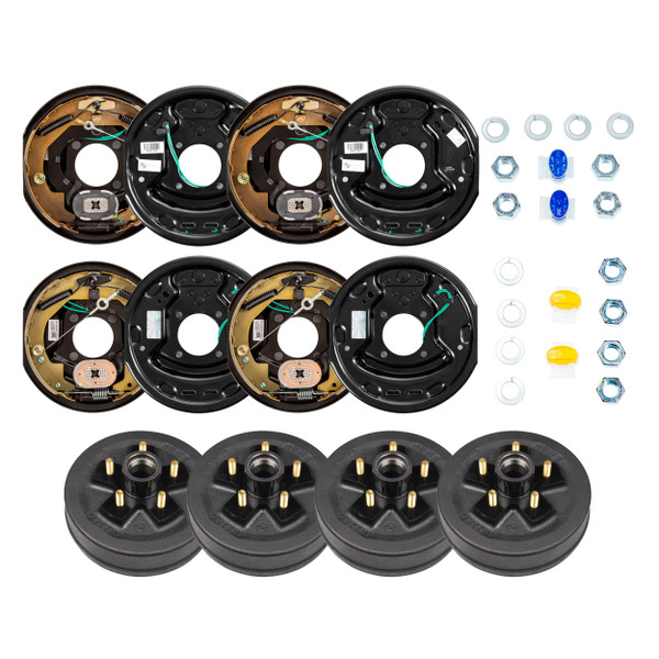 Lippert 2 Pack Left+ Right 3,500 lbs. RV Brake Kit  Forward Self-Adjusting 10" x 2.25" Left & Right Brakes + 10" Trailer Brake Hub Assembly, 5 on 4.5" Studs LIPKIT117J8 - Lippert