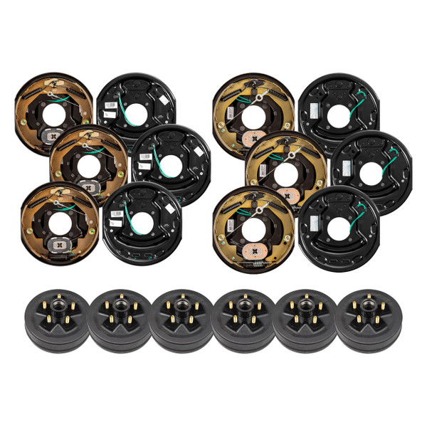 Lippert 3,500 lb Brake Kit  6 Forward Self-Adjusting Brakes (10" x 2.25", Left & Right) with 6 Trailer Brake Hubs (10", 5 on 4.5", 1/2" Studs) LIPKITD677E - Lippert