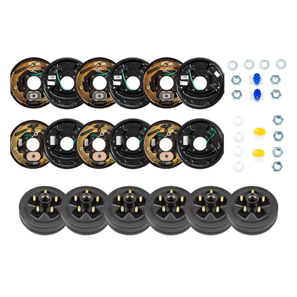 Lippert 3,500-lb 10" Forward Self-Adjusting RV Brake Assemblies Left & Right Side with 10" Trailer Brake Hub, 5 on 4.5", 1/2" Studs LIPKITAJ3EB - Lippert
