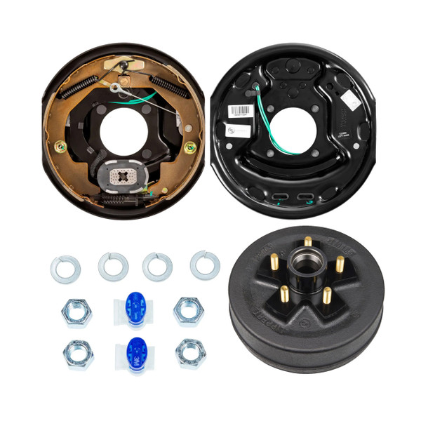 Lippert 10" 3,500 lb RV Brake Kit  1 Trailer Brake Hub (5 on 4-1/2", 1/2" Studs) with 1 Left Forward Self-Adjusting Brake (10" x 2.25") LIPKIT09B07 - Lippert