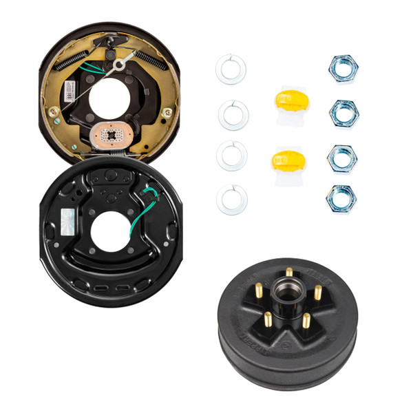 Lippert 10" 3,500 lb RV Brake Kit  1 Trailer Brake Hub (5 on 4.5", 1/2" Stud) with 1 Right Forward Self-Adjusting Brake Assembly (10" x 2.25") LIPKIT7I20B - Lippert