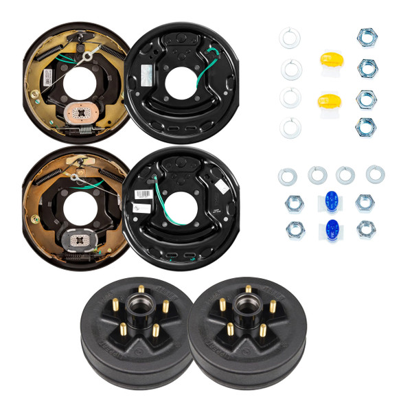 Lippert 10" 3,500 lb RV Brake Kit  2 Trailer Brake Hubs (5 on 4.5", 1/2" Stud) with 1 Left & 1 Right Forward Self-Adjusting Brake Assembly (10" x 2.25") LIPKIT089AB - Lippert