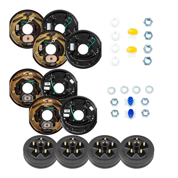 Lippert 10" 3,500 lb RV Brake Kit  4 Trailer Brake Hubs (5 on 4.5", 1/2" Stud) with 2 Left & 2 Right Forward Self-Adjusting Brakes (10" x 2.25") LIPKITABAJ8 - Lippert