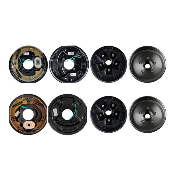 Lippert 10" 3,500 lb Electric Trailer Brake Kit  2 Brake Drum Hubs (5 on 4.5", 1/2" Stud with Bearing Cone) with 1 Left & 1 Right Electric Brake (10" x 2.25") LIPKIT9G9I5 - Lippert