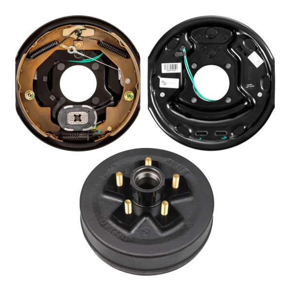 Lippert 10" 3,500 lb RV Brake Kit  1 Trailer Brake Hub (5 on 4.5", 1/2" Stud) with 1 Left Forward Self-Adjusting Brake (10" x 2.25") LIPKITBH1ID - Lippert