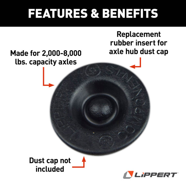 Lippert Universal Rubber Inserts for Axle Hub Dust Caps - 2,000 to 8,000 lbs. (10-Pack) 693722