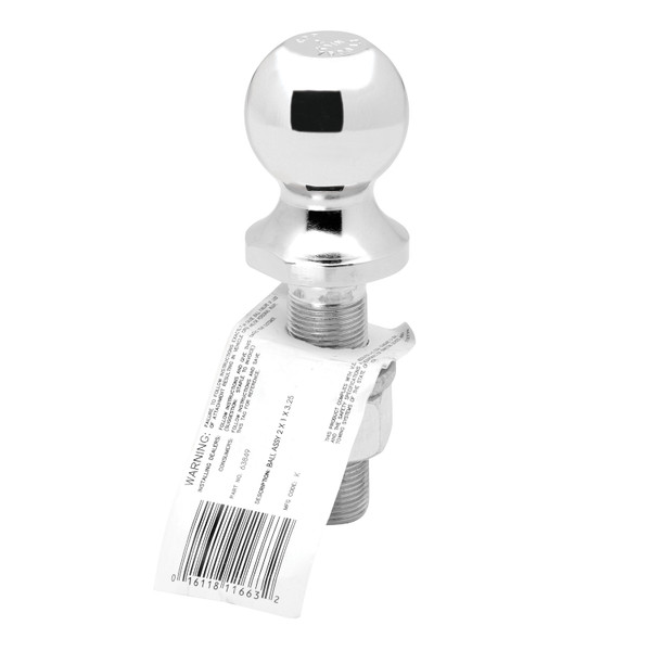 Draw-tite Trailer Hitch Ball, 2 in. Diameter, 7,500 lbs. Capacity, 1 in. Shank Dia, 3-1/4 in. Shank Length, Chrome - Draw-tite