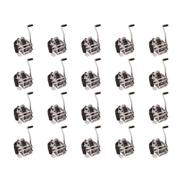 Fulton (20-Pack) Trailer Winch, Two-Speed, 2,600 lbs. Capacity, 20 Foot Strap, 10 Inch Handle, Silver - Fulton