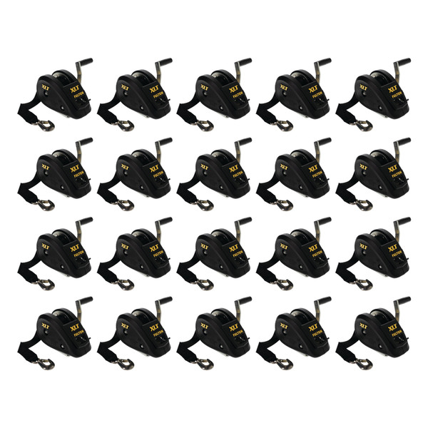 Fulton (20-Pack) XLT® Marine Trailer Winch, Single-Speed, 1,500 lbs. Capacity, 20 Foot Strap, 6 Inch Handle, Black Cover - Fulton