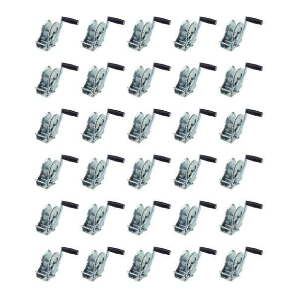 Fulton (30-Pack) Trailer Winch, Single-Speed, 1,500 lbs. Capacity, No Strap, 8 Inch Handle, Silver - Fulton