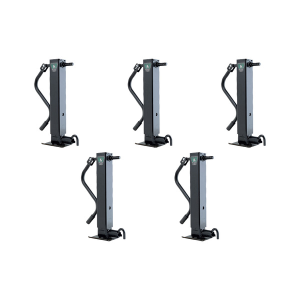 BULLDOG (5-Pack) HD Square Trailer Jack, 12,000 lbs. Support Capacity, Sidewind, 12-1/2 Inch Travel, Direct Weld - Spring Return, Drop Leg Pull Pin to the Side, Handle Inc. - Bulldog